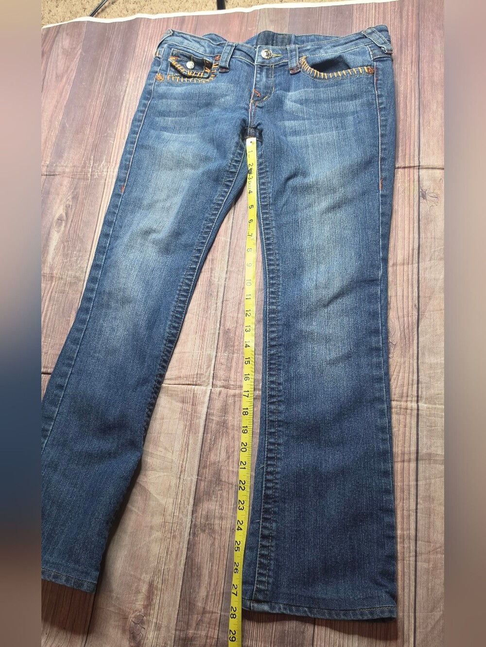 True Religion Billy Boot Cut Thick Yellow Stitch Jeans - Picture 5 of 8